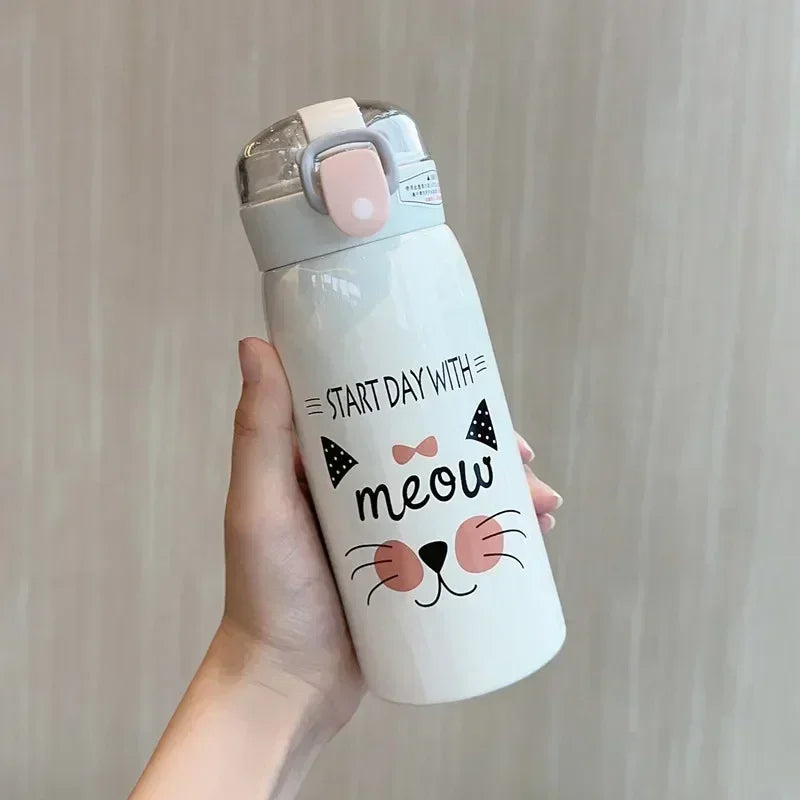 Cartoon Cat Stainless Steel Thermos Mug For Kids 350ml/500ml