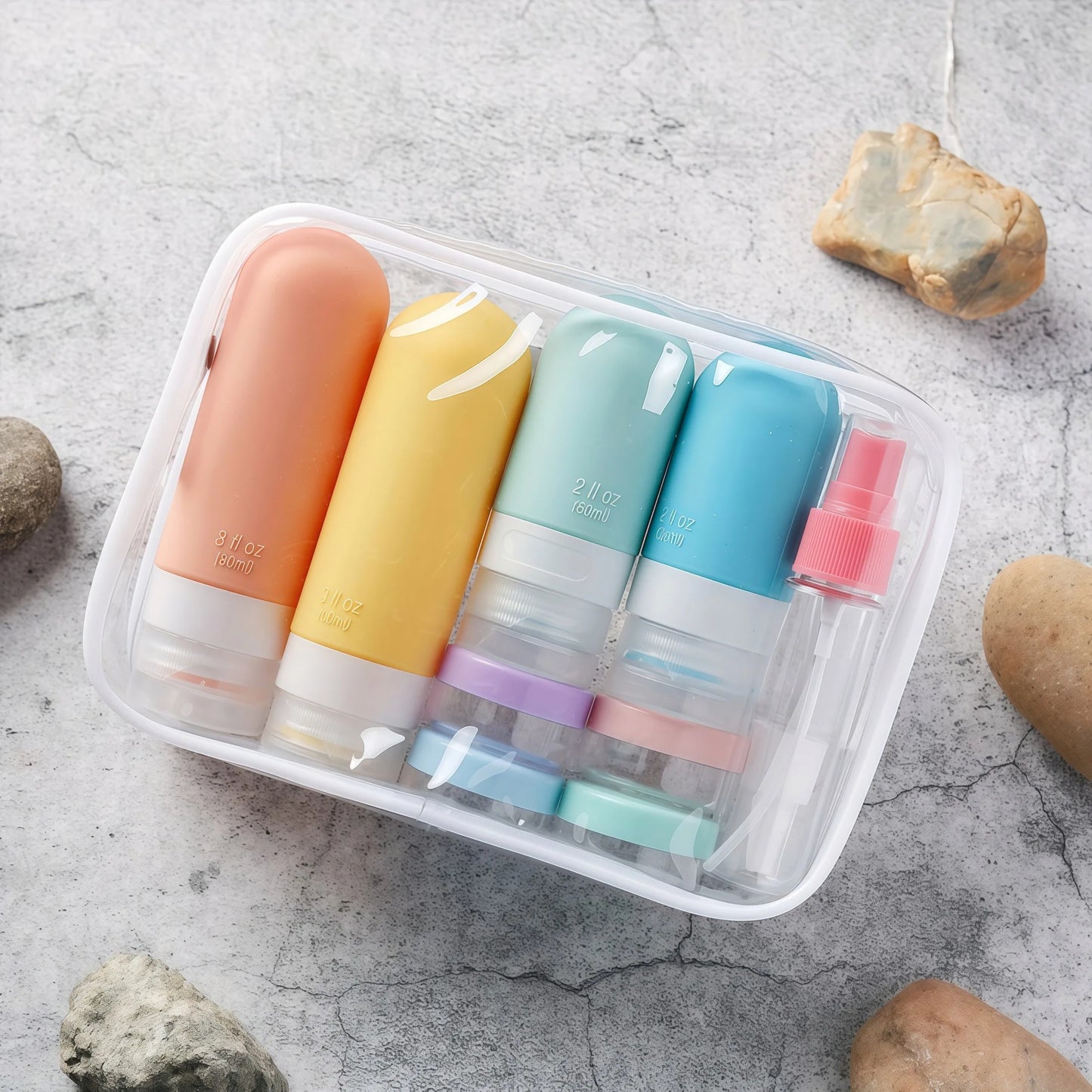 17pcs Leakproof Travel Bottles Set, Silicone Toiletry Containers for Shampoo, Lotion, Soap, Etc