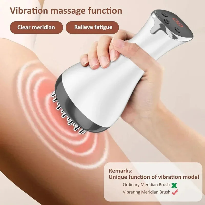 Electric Body Massager Meridian Brush Tool - Scraping Slimming Vibration -Infrared Heat
