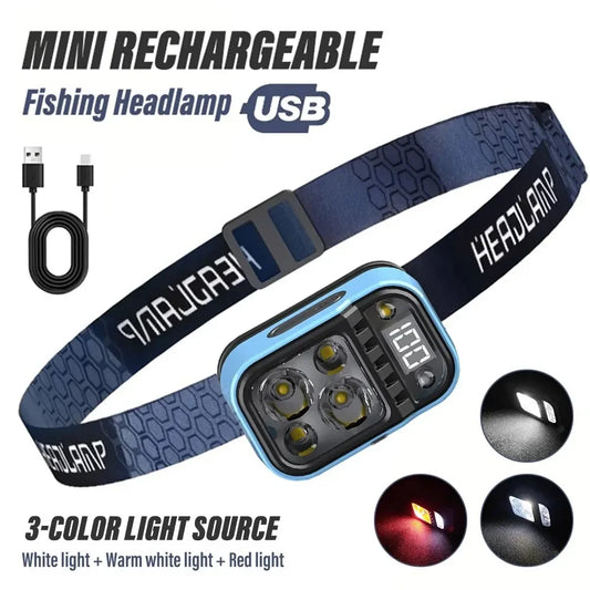 Rechargeable LED Headlamp With Sensors and Battery Indicator - Super Bright Light Using XPG+COB Lamp Beads