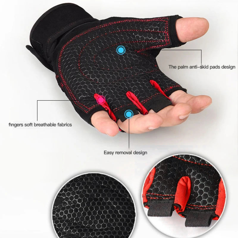 Half Finger Fitness Gloves With Wrist Guard Support
