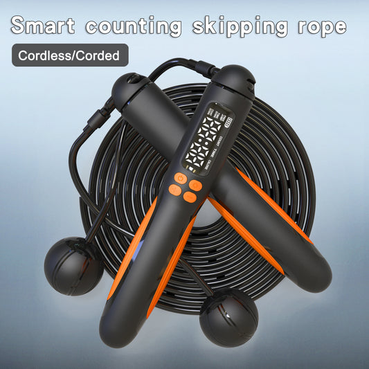 2 In 1 Counting Jump Smart Rope with Digital Counter, HD Screen, Rechargeable Battery for Indoor/Outdoor Fitness