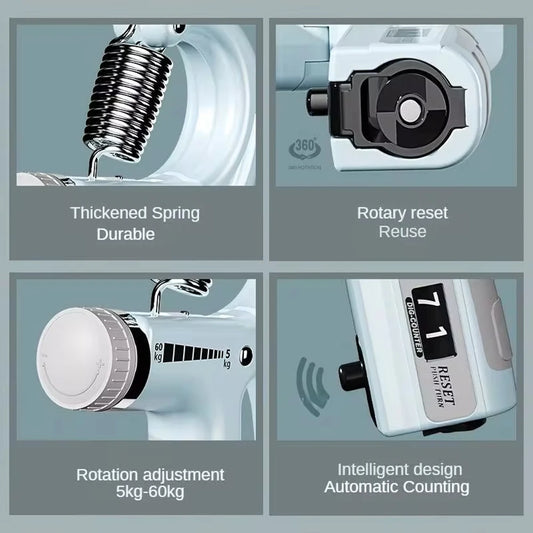 5-60kg Adjustable Hand Gripper, Strengthener Hand Grip, Trainer With Counter, Wrist Forearm And Hand Exerciser For Muscle Building