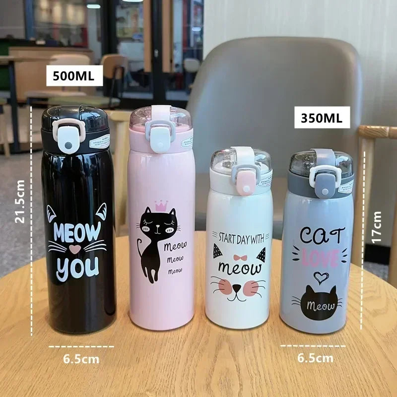 Cartoon Cat Stainless Steel  Thermos Mug  For Kids 350ml/500ml
