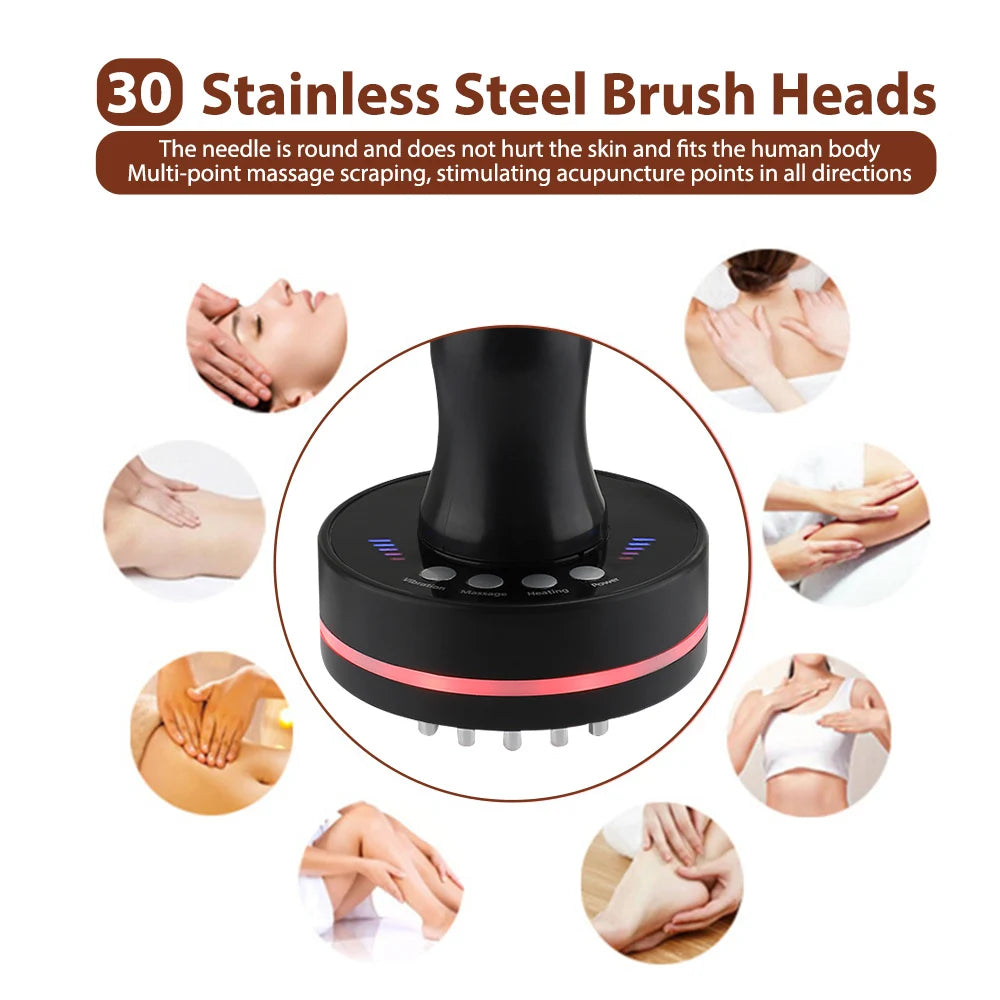Electric Meridian Brush  Massager - Microcurrent Hot Compress - Scraping Lymphatic Drainage - Machine Fat Burner