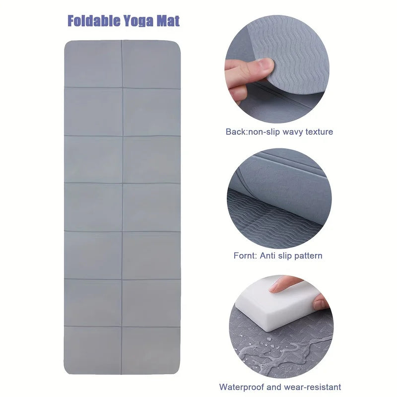 Foldable Non-slip Yoga Mat -Suitable for Travel , Eco-friendly, Lightweight